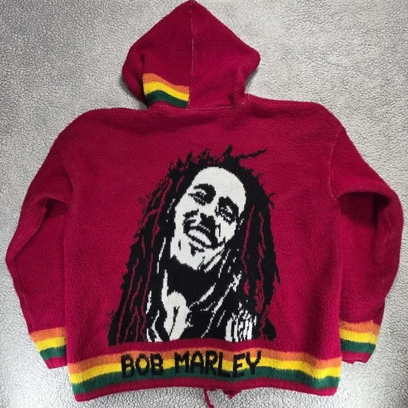 Vintage Bob Marley Sweater Hoodie Jumper Tejidos Ruminahui Hooded Knitted‎ Wool